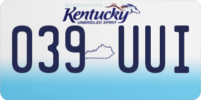 KY license plate 039UUI