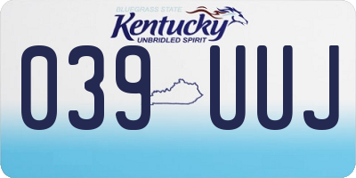 KY license plate 039UUJ