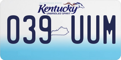 KY license plate 039UUM