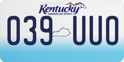 KY license plate 039UUO
