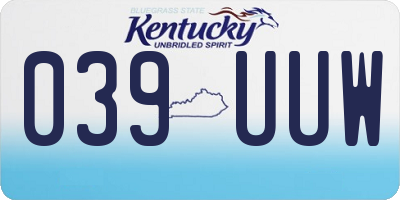 KY license plate 039UUW