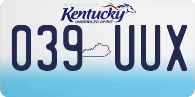 KY license plate 039UUX