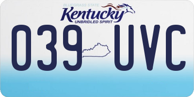 KY license plate 039UVC
