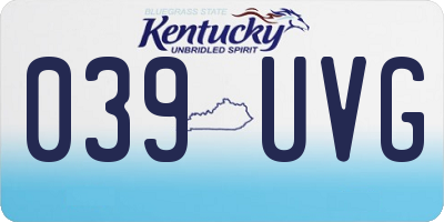 KY license plate 039UVG