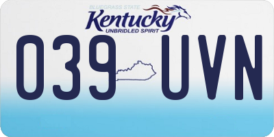 KY license plate 039UVN