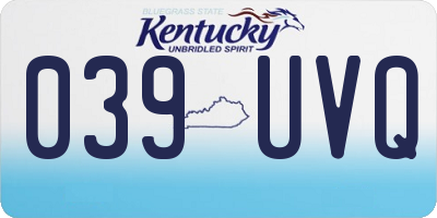 KY license plate 039UVQ