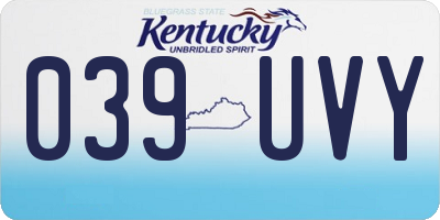 KY license plate 039UVY