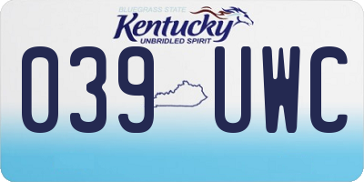 KY license plate 039UWC