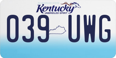 KY license plate 039UWG