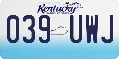 KY license plate 039UWJ