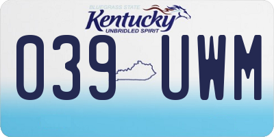 KY license plate 039UWM