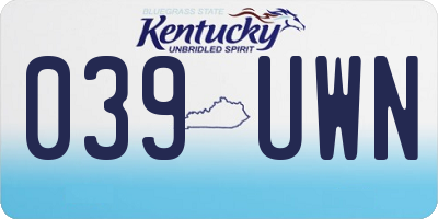 KY license plate 039UWN