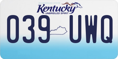 KY license plate 039UWQ