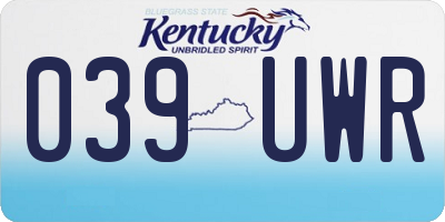 KY license plate 039UWR