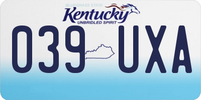 KY license plate 039UXA