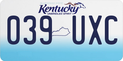 KY license plate 039UXC