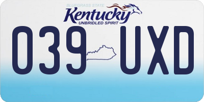 KY license plate 039UXD