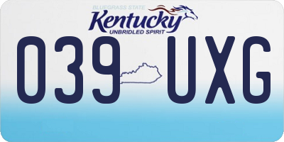 KY license plate 039UXG