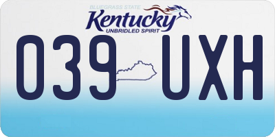 KY license plate 039UXH