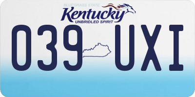 KY license plate 039UXI
