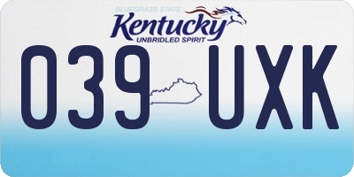 KY license plate 039UXK