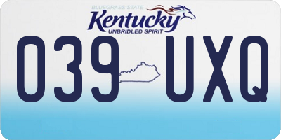 KY license plate 039UXQ