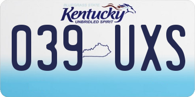 KY license plate 039UXS