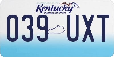 KY license plate 039UXT