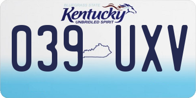 KY license plate 039UXV