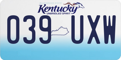 KY license plate 039UXW