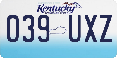 KY license plate 039UXZ