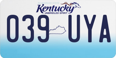 KY license plate 039UYA