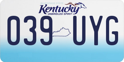 KY license plate 039UYG