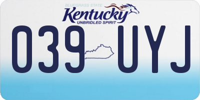 KY license plate 039UYJ