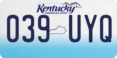 KY license plate 039UYQ