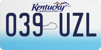 KY license plate 039UZL