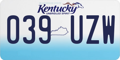 KY license plate 039UZW