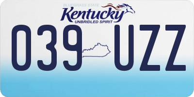KY license plate 039UZZ