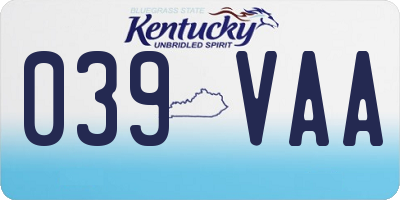 KY license plate 039VAA