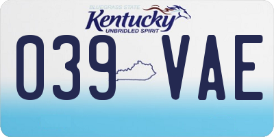 KY license plate 039VAE