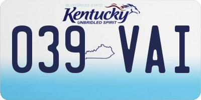 KY license plate 039VAI