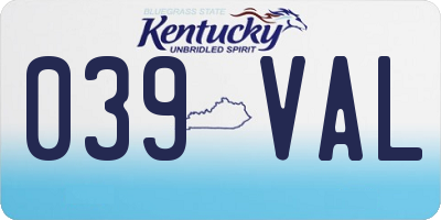 KY license plate 039VAL