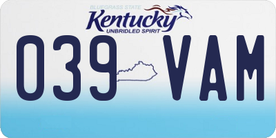 KY license plate 039VAM