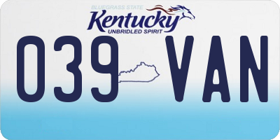 KY license plate 039VAN