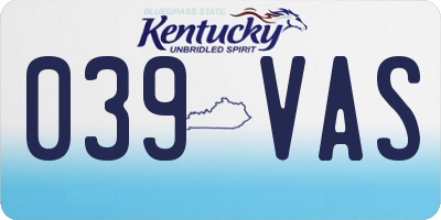 KY license plate 039VAS