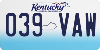 KY license plate 039VAW