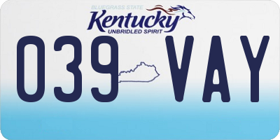 KY license plate 039VAY