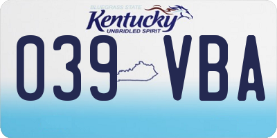 KY license plate 039VBA