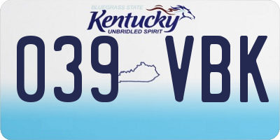 KY license plate 039VBK