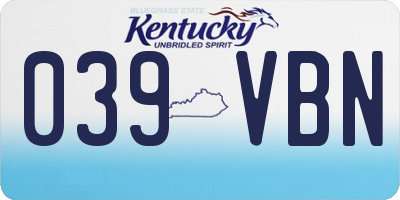 KY license plate 039VBN